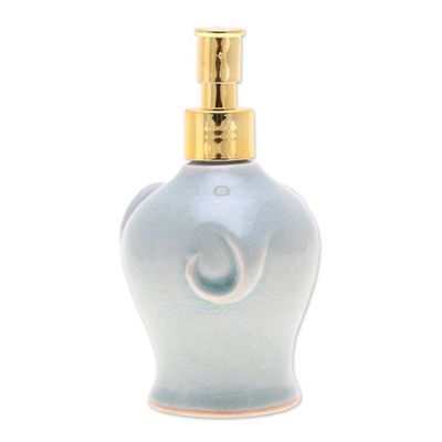 Alternate image for Crackled Celadon Ceramic Elephant Soap Dispenser in Green Misty Elephant
