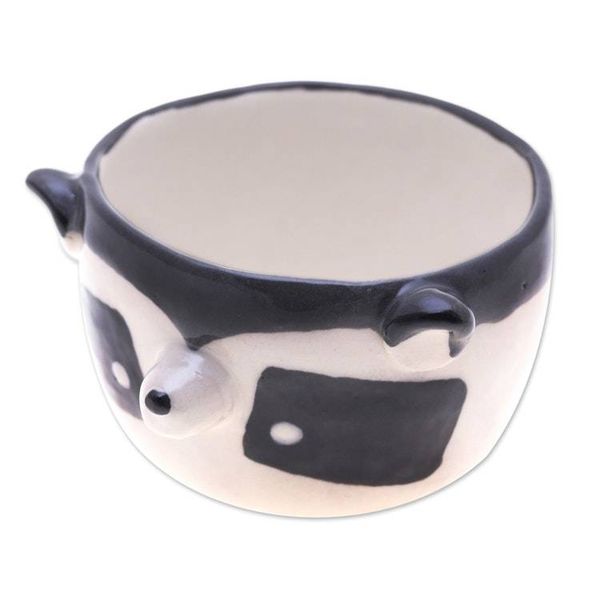 Alternate image for Raccoon-Themed Ceramic Mini Flower Pot and Saucer Small Raccoon Spring