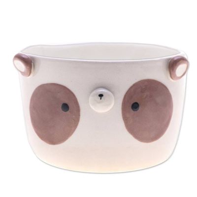 Alternate image for Brown Panda Ceramic Flower Pot and Saucer Set Extra Large Brown Panda Nature