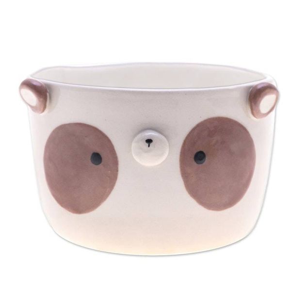 Alternate image for Brown Panda Ceramic Flower Pot and Saucer Set Extra Large Brown Panda Nature