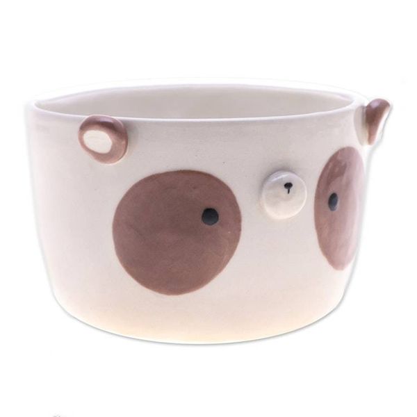 Alternate image for Brown Panda Ceramic Flower Pot and Saucer Set Extra Large Brown Panda Nature