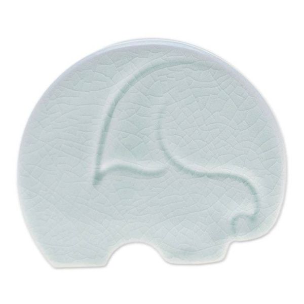 Alternate image for Crackled Light Green Celadon Ceramic Elephant Card Holder Homely Elephant