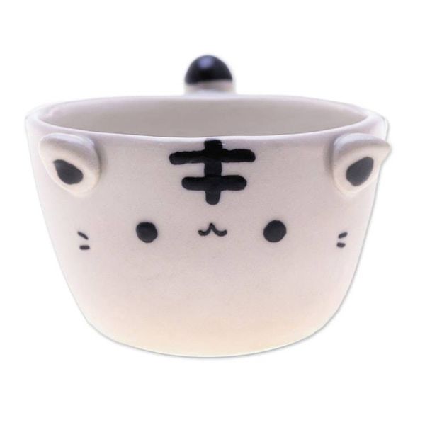 Alternate image for Thai-Made White Tiger Ceramic Flower Pot and Saucer Medium White Tiger Epoch