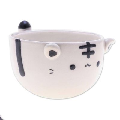 Alternate image for Thai-Made White Tiger Ceramic Flower Pot and Saucer Medium White Tiger Epoch