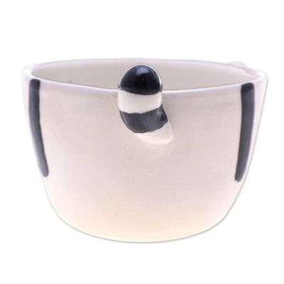 Alternate image for Thai-Made White Tiger Ceramic Flower Pot and Saucer Medium White Tiger Epoch