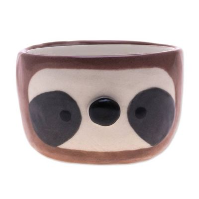 Alternate image for Glazed Handmade Sloth-Themed Ceramic Mini Flower Pot Small Sloth Spring