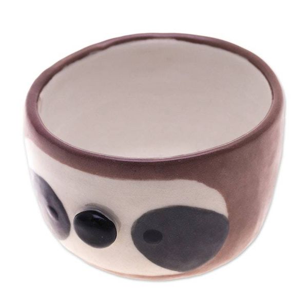 Alternate image for Glazed Handmade Sloth-Themed Ceramic Mini Flower Pot Small Sloth Spring