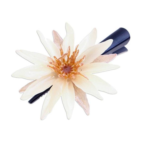 Alternate image for Hair Clip with Resin-Coated Natural Water Lily in Ivory Chic Ivory Water Lily