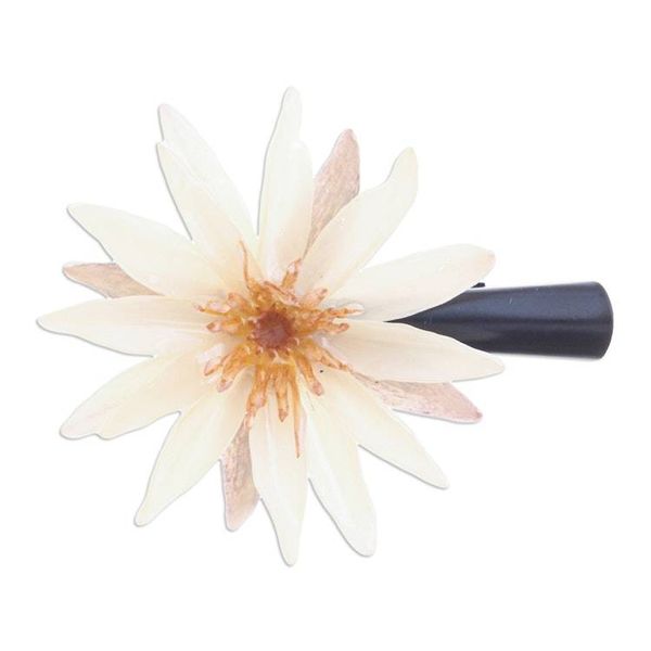 Alternate image for Hair Clip with Resin-Coated Natural Water Lily in Ivory Chic Ivory Water Lily