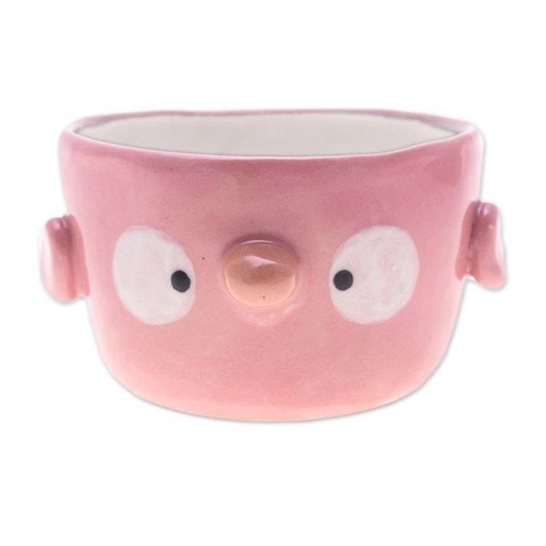 Alternate image for Pink Bird-Shaped Ceramic Mini Flower Pot and Saucer Small Pink Bird Spring