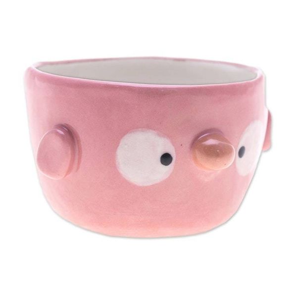 Alternate image for Pink Bird-Shaped Ceramic Mini Flower Pot and Saucer Small Pink Bird Spring