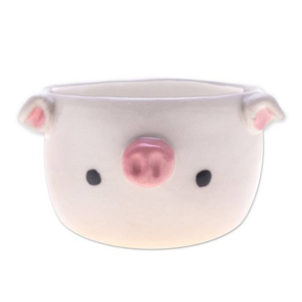 Alternate image for Piglet-Shaped Ceramic Mini Flower Pot and Saucer Small Piglet Spring