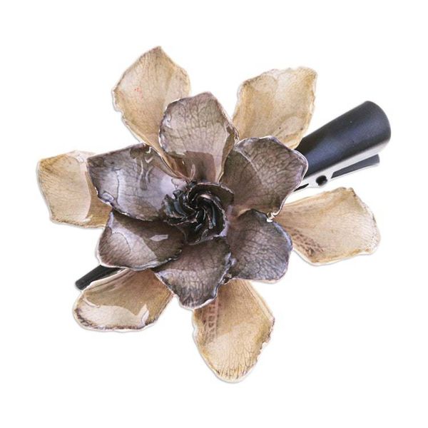 Alternate image for Resin-Coated Natural Gardenia Flower Hair Clip from Thailand Gardenia Majesty