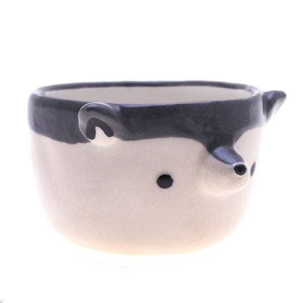 Alternate image for Hand-Painted Ceramic Wolf Mini Flower Pot and Saucer Small Wolf Spring