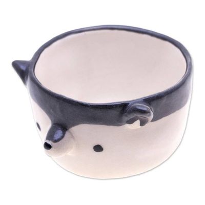 Alternate image for Hand-Painted Ceramic Wolf Mini Flower Pot and Saucer Small Wolf Spring