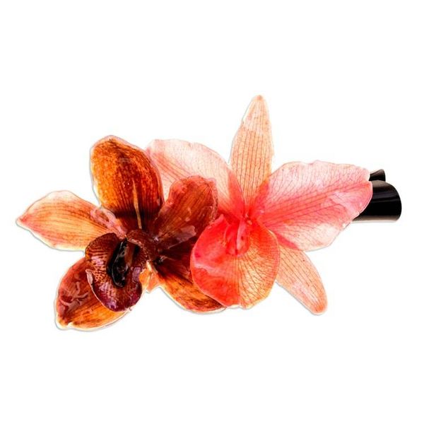 Alternate image for Artisan-Made Brown and Pink Natural Cattleya Bloom Hair Clip Sweet Cattleya