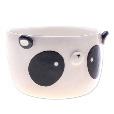 Alternate image for Panda-Themed Ceramic Flower Pot and Saucer Set Extra Large Panda Nature
