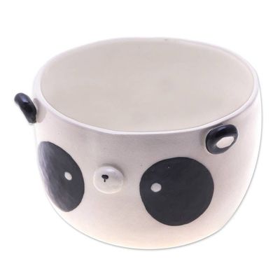 Alternate image for Panda-Themed Ceramic Flower Pot and Saucer Set Extra Large Panda Nature