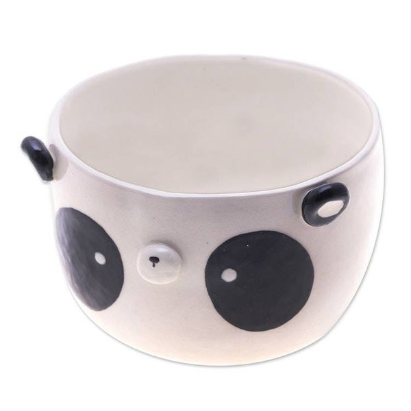 Alternate image for Panda-Themed Ceramic Flower Pot and Saucer Set Extra Large Panda Nature