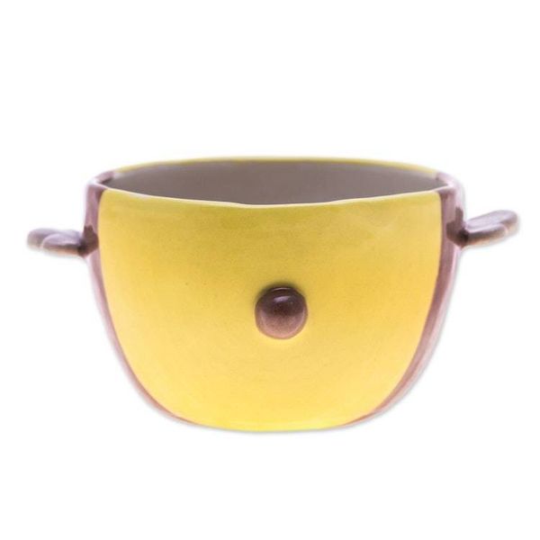 Alternate image for Handmade Bee-Shaped Ceramic Flower Pot and Saucer Medium Bee Epoch