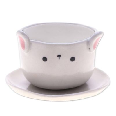 Alternate image for Handcrafted Bunny-Themed Ceramic Mini Flower Pot Small Bunny Spring