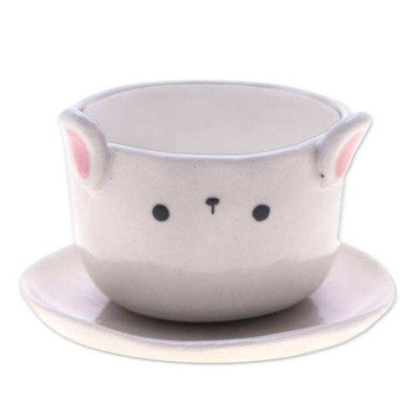 Alternate image for Handcrafted Bunny-Themed Ceramic Mini Flower Pot Small Bunny Spring