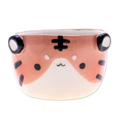 Alternate image for Fair Trade Tiger-Themed Mini Flower Pot and Saucer Small Tiger Spring