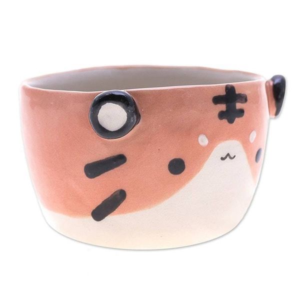 Alternate image for Fair Trade Tiger-Themed Mini Flower Pot and Saucer Small Tiger Spring