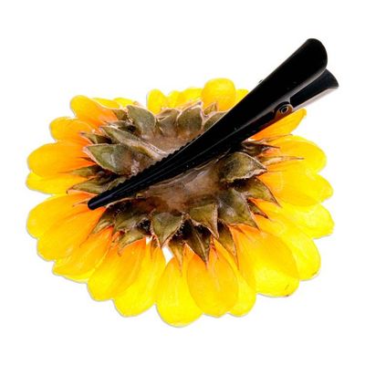 Alternate image for Spring-Themed Thai Artisan-Made Natural Sunflower Hair Clip Sunflower Day