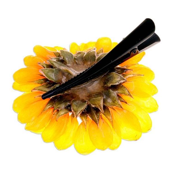 Alternate image for Spring-Themed Thai Artisan-Made Natural Sunflower Hair Clip Sunflower Day