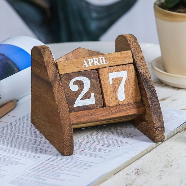 Alternate image for Hand Made Wood Decorative Desk Calendar from Thailand Time Catcher