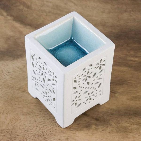 Alternate image for Crackled Ceramic Oil Warmer from Thailand Garden Fresh