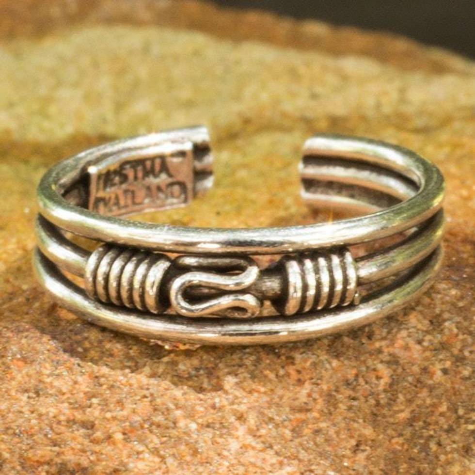 Toe Ring in Sterling Silver Thai Artisan Jewelry 'Origins'