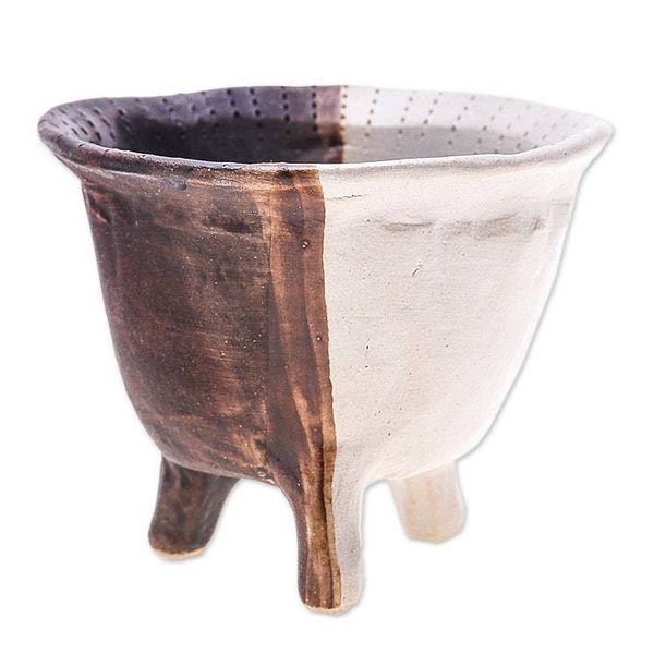 Alternate image for Brown Ceramic Flower Pot Handcrafted in Thailand Brown Creation