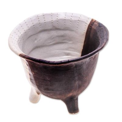 Alternate image for Brown Ceramic Flower Pot Handcrafted in Thailand Brown Creation