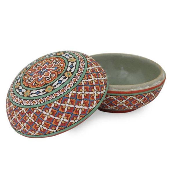 Alternate image for Colorful Artisan Hand-Painted Round Celadon Jewelry Box Thai Enchantment