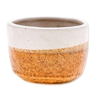 Alternate image for Handcrafted Ceramic Flower Pot with Brown Tones Brown Bud