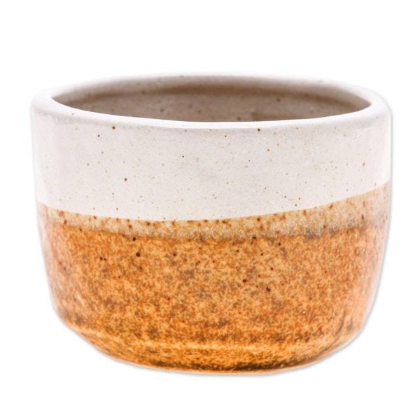 Alternate image for Handcrafted Ceramic Flower Pot with Brown Tones Brown Bud