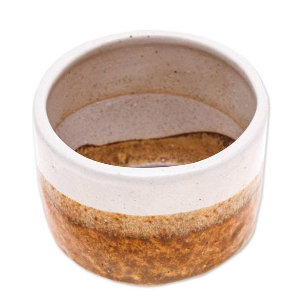 Alternate image for Handcrafted Ceramic Flower Pot with Brown Tones Brown Bud