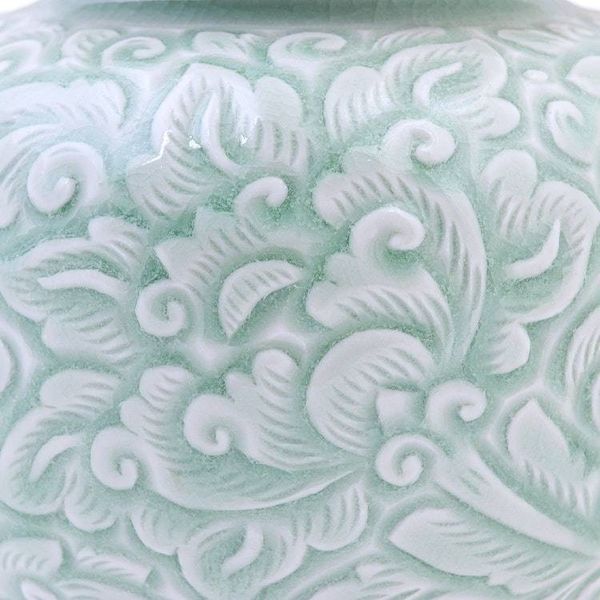 Alternate image for Hand Crafted Celadon Ceramic Floral-Themed Jar Flower Fairy