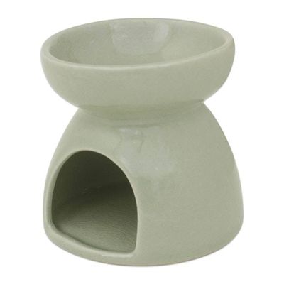 Alternate image for Thailand Elephants Handmade Green Ceramic Clay Oil Warmer Mother and Baby