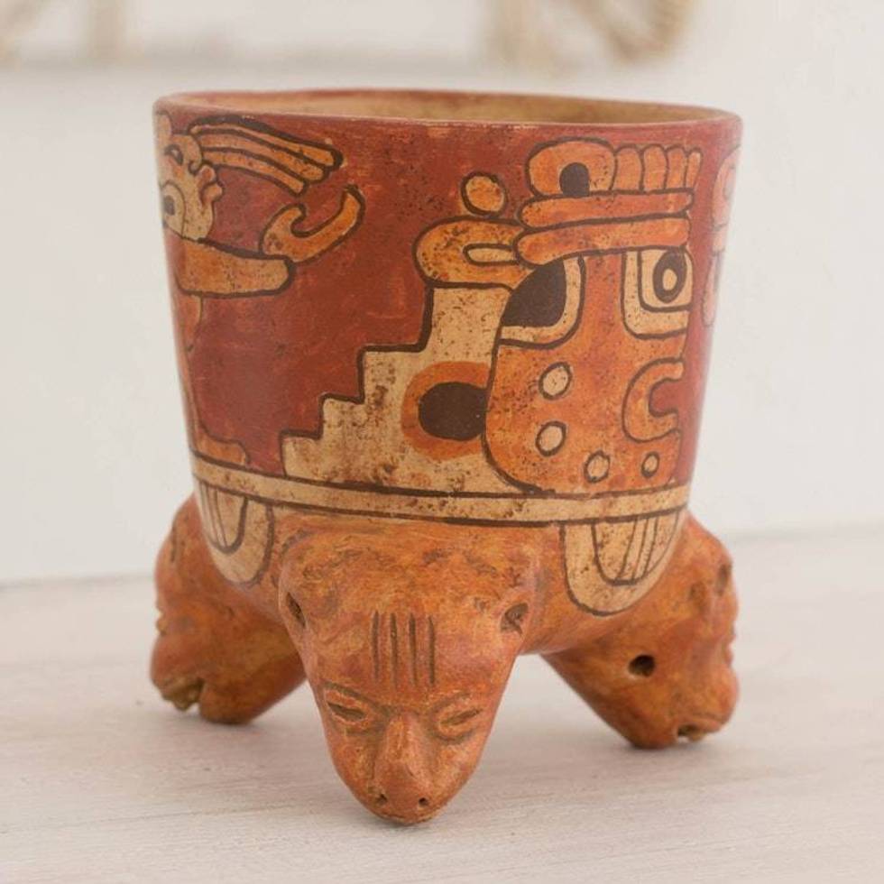 Archaeological Ceramic Bowl Centerpiece from Central America 'Maya Divinity'