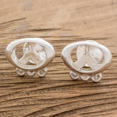 Alternate image for Sterling Silver Mens Mayan Cufflinks from Nicaragua Ultimate Ajmaq