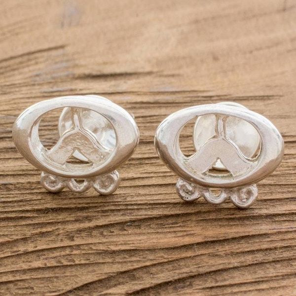 Alternate image for Sterling Silver Mens Mayan Cufflinks from Nicaragua Ultimate Ajmaq