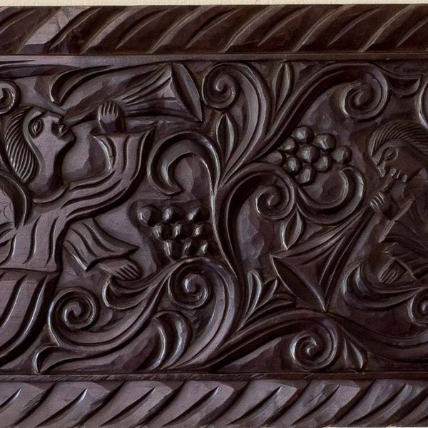 Alternate image for Artisan Crafted Pine Wood Wall Panel with Angel Motif Angels with Trumpets