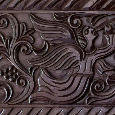 Alternate image for Artisan Crafted Pine Wood Wall Panel with Angel Motif Angels with Trumpets