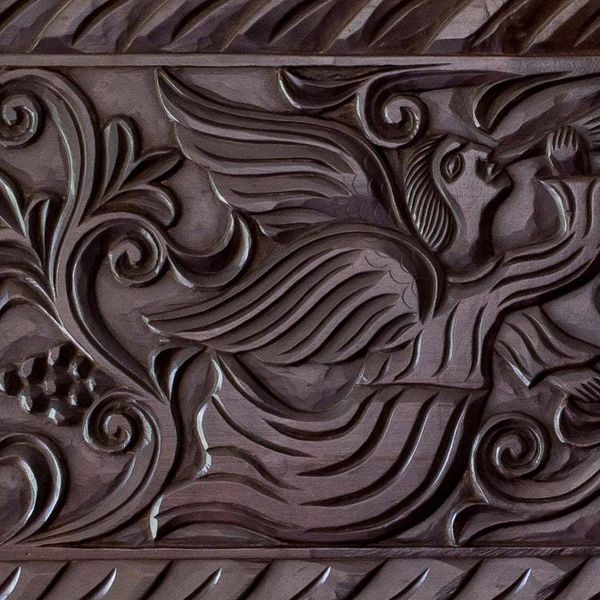 Alternate image for Artisan Crafted Pine Wood Wall Panel with Angel Motif Angels with Trumpets