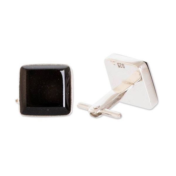 Alternate image for Black jade cufflinks Maya Minimalist