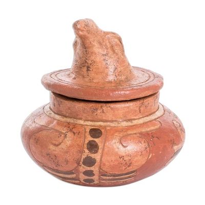 Alternate image for Antiqued Ceramic Bowl Maya Art Pibil Falcon