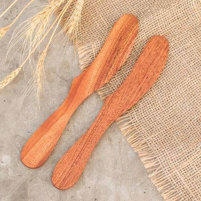 Alternate image for Handcrafted Cedar Wood Spreader Knives Pair Forest Sigh